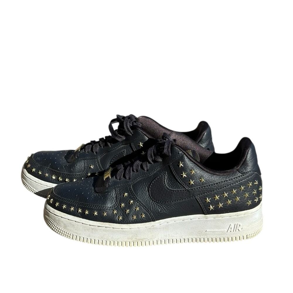Nike Air Force 1 Black and Gold Stars Studded Sneakers GUC Size 9 - Picture 3 of 16